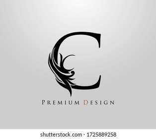 Classic Letter C Heraldic logo. Vintage classic gothic drawn emblem 