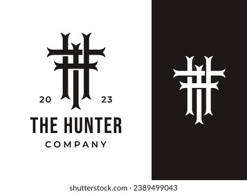 Diseño del logotipo de la letra clásica HT o monograma