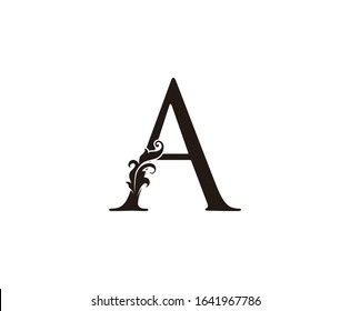 Classic A Letter Logo. Black Floral A With Classy Leaves Shape design perfect for Boutique, Jewelry, Beauty Salon, Cosmetics, Spa, Hotel and Restaurant Logo. 