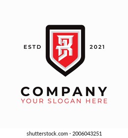 Classic letter R J shield logo template