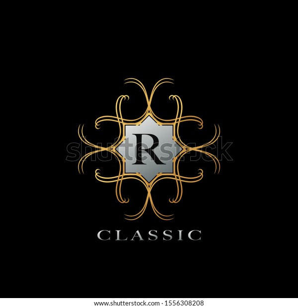 Classic Letter R Logo Golden Geometric Stock Vector Royalty Free