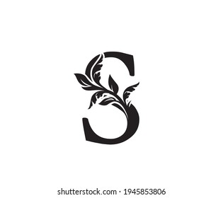 Classic Letter S Heraldic logo. Vintage classic ornate letter vector.