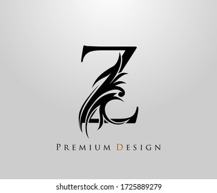 Classic Letter Z Heraldic logo. Vintage classic gothic drawn emblem 