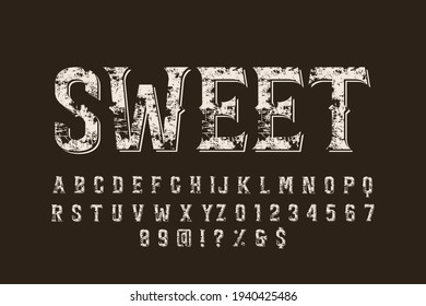 classic lettering, alphabet font, brown  style background,  typeface vector design
