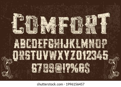 classic lettering, alphabet font, brown and grunge style background,  typeface vector design