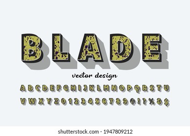 classic lettering, alphabet font, yellow ang gray style background