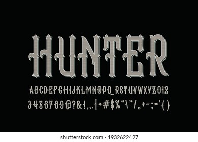 classic lettering, black ang gray  style background, alphabet font