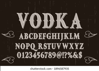 classic lettering, brown style background, alphabet font