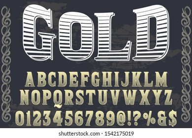 Classic Lettering font  Designs. Typography fonts old uppercase and lowercase. vector illustration named vintage goldr