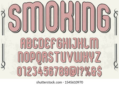 Classic Lettering font  Designs. Typography fonts old uppercase and lowercase. vector illustration named vintage smoking