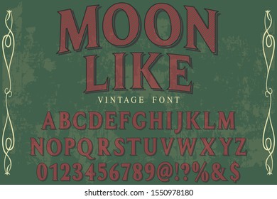 Classic Lettering font  Designs. Typography fonts old uppercase and lowercase. vector illustration named vintage moon like
