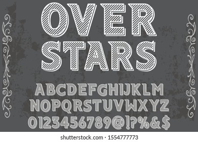 Classic Lettering font  Designs. Typography fonts old uppercase and lowercase. vector illustration named vintage over stars