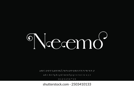 Classic lettering minimal fashion design. Elegant typography alphabet a to z and number. Vector illustration