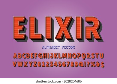 Klassische Buchstaben, Vektorgrafiken. Typografie-Schriftarten. Vektorgrafik Violet und Orange Stil. Elegante Buchstabenschrift
