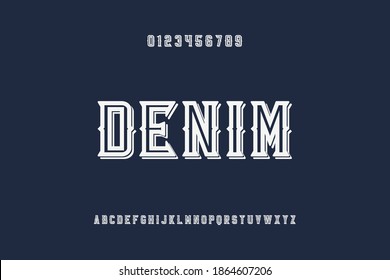 classic lettering, white and blue style background,  alphabet font, typeface vector design