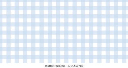Klassische hellblaue und weiße Gingham Muster Hintergrund, zweifarbige Pastellfarben Plaid Design für Stoff, Textil, Tapete und Picknick-Dekor.