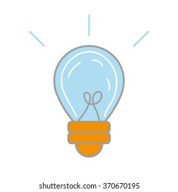 Classic light bulb in blue and orange color. Stock vector, eps10.