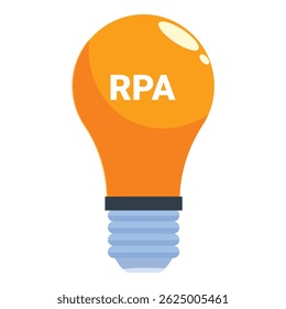Classic light bulb is glowing, representing an idea for robotic process automation
