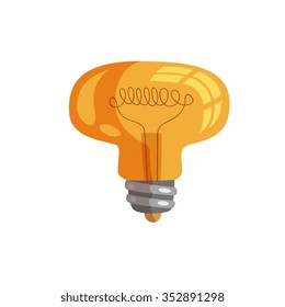 classic light bulb icon, cartoon flat style vector illustration on isolated white background