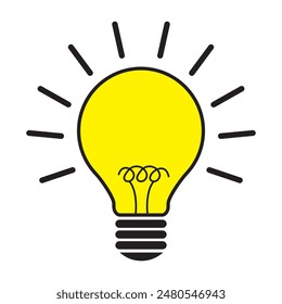 A classic light bulb radiates a yellow glow, symbolizing the spark of creativity and innovation.