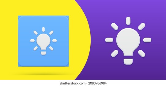 Classic light bulb simple 3d icon button set vector illustration. Symbol of idea, solution, brainstorming, innovation, inspiration, electricity, invention, thinking. Bright illuminated creative glow