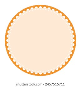Classic Light Orange Circle Border Frame with Lace Edges Decoration Blank Sticker Label Background