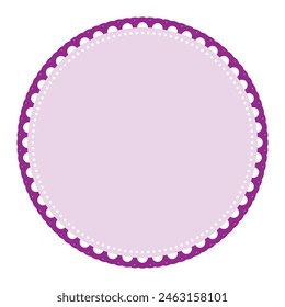 Classic Light Purple Circle Border Frame with Lace Edges Decoration Blank Sticker Label Background