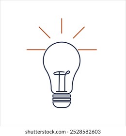 Classic Lightbulb: Simple, traditional lightbulb shape with rays