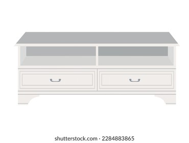 classic light-colored wooden chest of drawers vector illustration