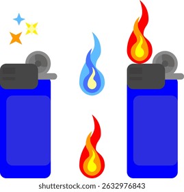 classic lighter on and of set