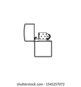 classic lighter vector clip art illustration isolated on white. Contour, black and white
