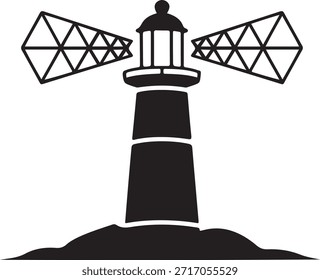 Farol clássico Beacon Silhueta Vetor Arte