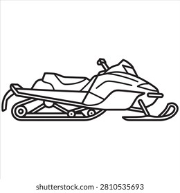 Classic line drawing of a snowmobile in profile view
