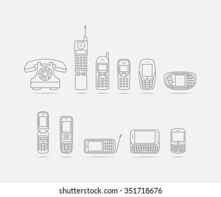 Classic Line Hairline Mobile Phone Icon Collection