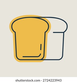 Um clássico ícone de vetor de linha de um pão de torrada com uma fatia mostrada ao lado dele. Perfeito para menus de padaria, projetos de embalagem de pão ou aplicativos de mercearia.