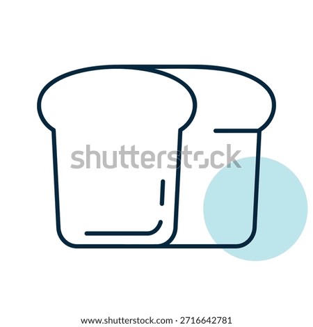 A classic line vector icon of a loaf of toast bread with a slice shown next to it. Perfect for bakery menus, bread packaging designs, or grocery store apps.