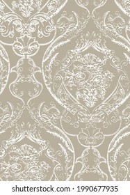 classic linear damask jacquard seamless pattern design in vector