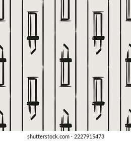 Klassisches Lippenstift-Muster. Essenzielles monochromes geometrisches, nahtloses Vektormuster. Neutrale Geometrie Mehrfach zu verwendende Muster-Fliese für Verpackung und Hintergründe. 