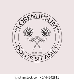a classic logo with a rose flower theme