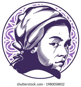 Classic logogram vector depicting a beautiful country woman