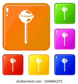 Classic lollipop icons set collection vector 6 color isolated on white background