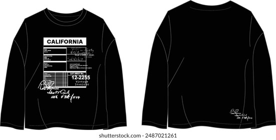 classic long sleeve men's t-shirt  print design vector