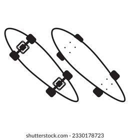 Classic Longboard Skateboard Flat Icon Design Vector Template Illustration In Trendy Style, Skateboards icons on white background,