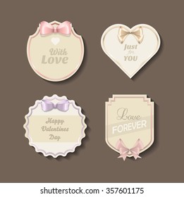 Classic love stickers for the Valentines day - vector illustration