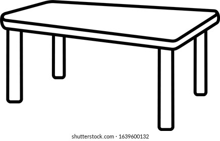 Classic low table 3D line art icon