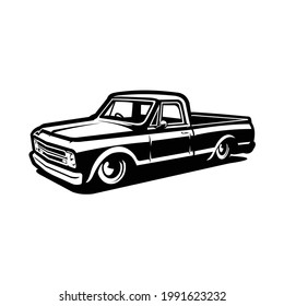 Classic Lowered Pickup Truck Silhouette Vector Isolated