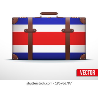 Classic luggage suitcase with flag Costa Rica for travel. 