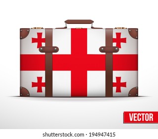 Classic luggage suitcase with flag Georgia for travel. Vector Illustration. Editable and isolated.