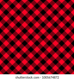 Classic Lumberjack Plaid Pattern in Red and Black. Template for Clothing Fabrics. Seamless Vector Pattern. 