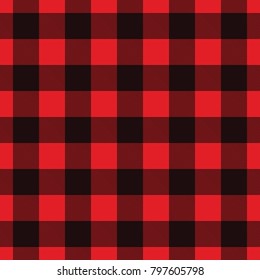 Classic Lumberjack Plaid Pattern in Red and Black. Template for Clothing Fabrics. Seamless Vector Pattern. 